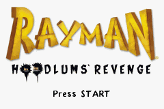 Rayman Hoodlum's Revenge title screen for GameBoy Advance